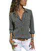 Casual Long Sleeve V-Neck Blouse for Women