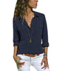 Casual Long Sleeve V-Neck Blouse for Women
