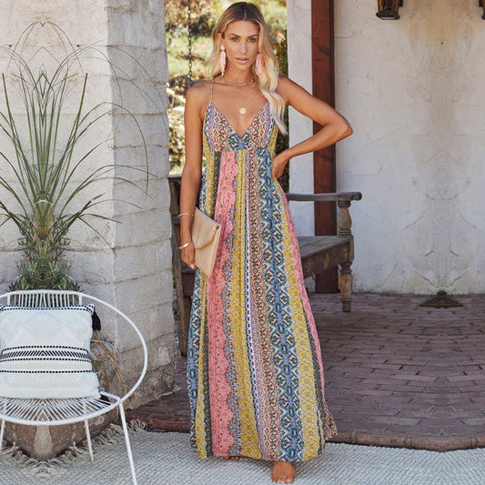 Bohemian Print Long Dress for Women