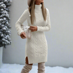 Bohemian Turtleneck Sweater Dress for Women