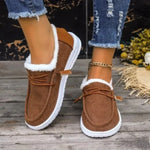 Canvas Moccasins for Women with Faux Fur Lining