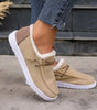 Canvas Moccasins for Women with Faux Fur Lining