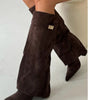 High Boot with Cuff in Suede for Women