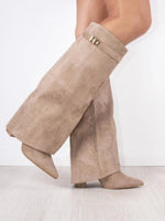 High Boot with Cuff in Suede for Women