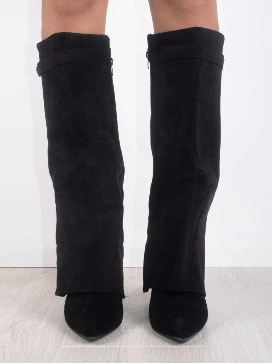 High Boot with Cuff in Suede for Women