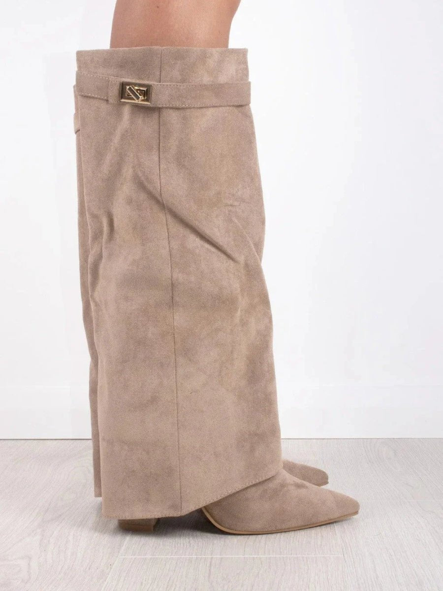 High Boot with Cuff in Suede for Women