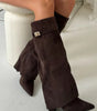 High Boot with Cuff in Suede for Women