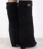 High Boot with Cuff in Suede for Women