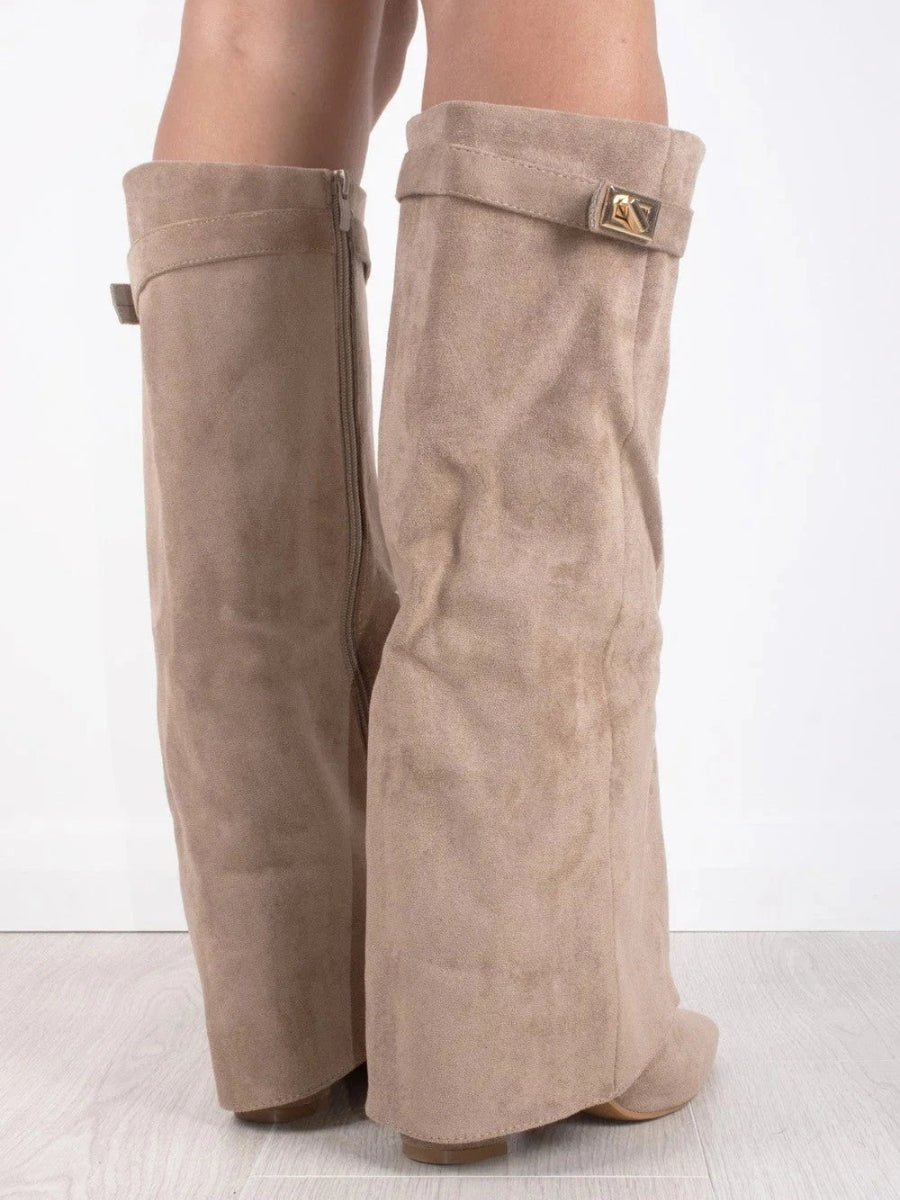High Boot with Cuff in Suede for Women