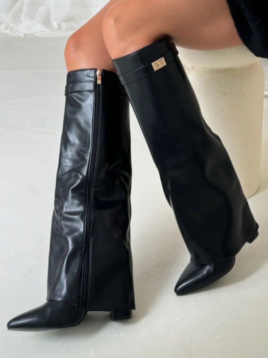 Bottes Hautes Élégantes avec Talon Bloc pour Femmes - Emilia Lane