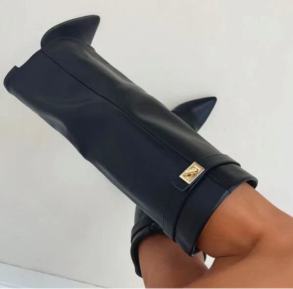 Bottes Hauteur Genou à Talon Bloc en Suède pour Femmes - Emilia Lane