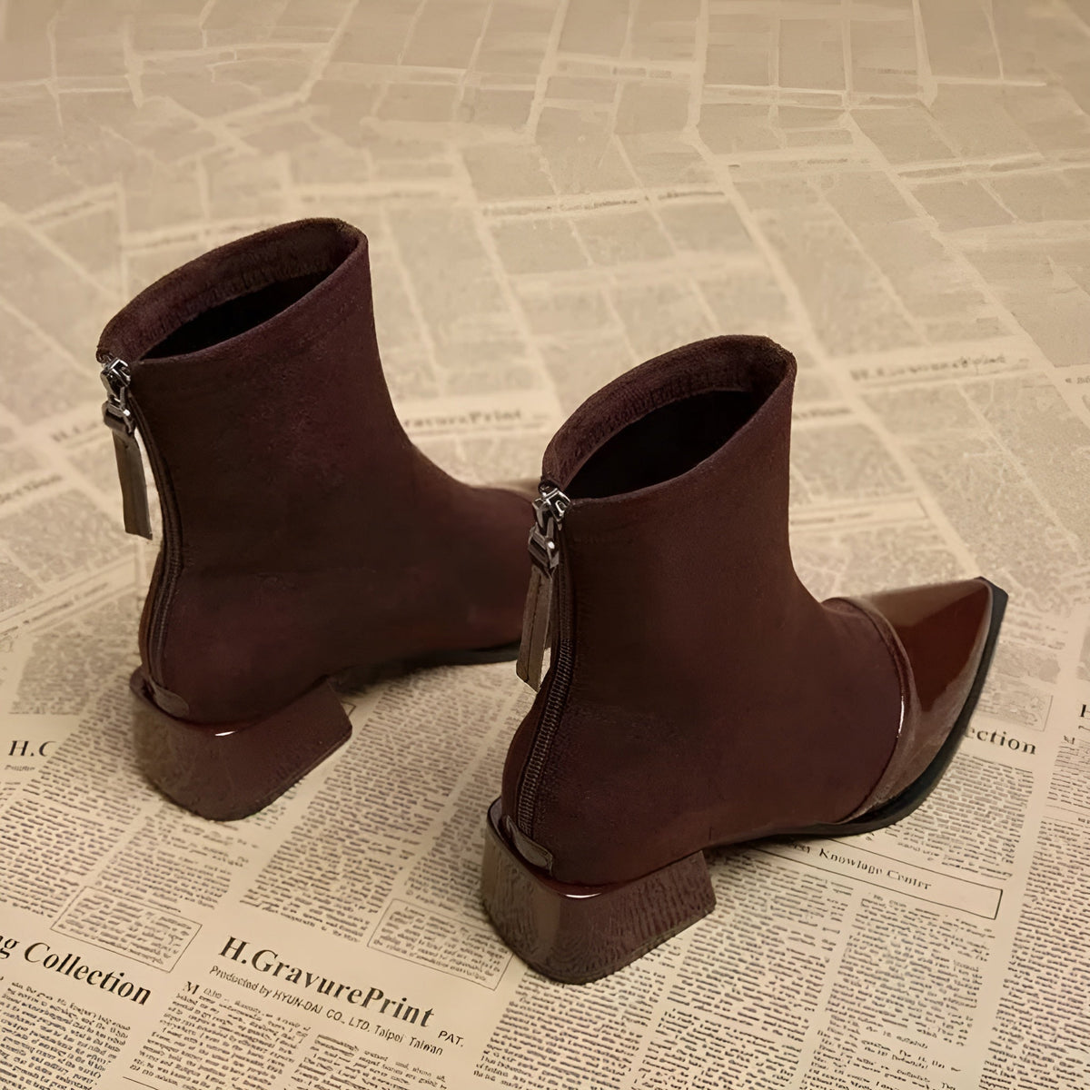 Bottine Pointue à Talon en Daim pour Femme - Emilia Lane