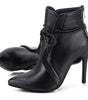 Pointed Toe Stiletto Heel Ankle Boots in Faux Leather for Women