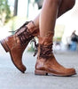 Lace-Up Ankle Boots with Faux Leather Heel for Women