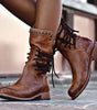 Lace-Up Ankle Boots with Faux Leather Heel for Women