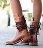 Lace-Up Ankle Boots with Faux Leather Heel for Women