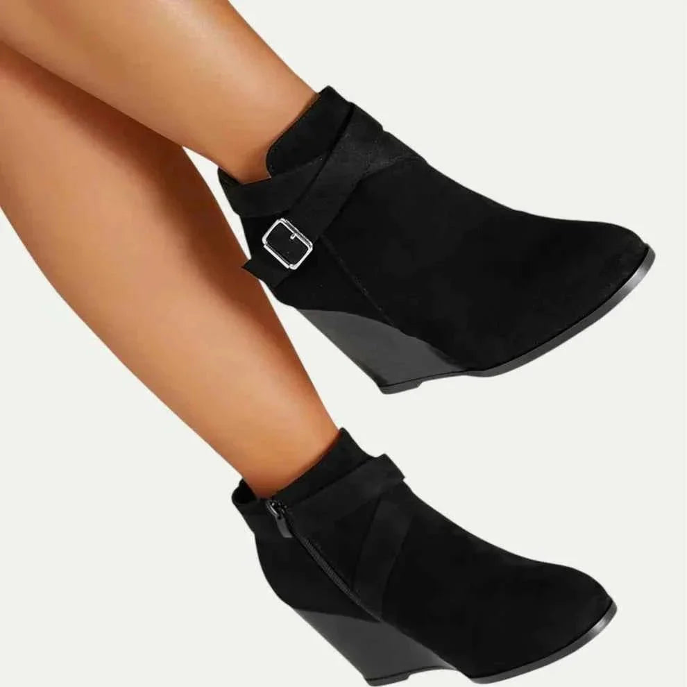 Wedge Ankle Boots in Faux Leather for Women