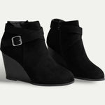 Wedge Ankle Boots in Faux Leather for Women