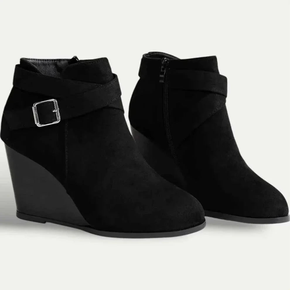 Wedge Ankle Boots in Faux Leather for Women