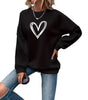 Long-sleeve round neck sweater with heart print for Women