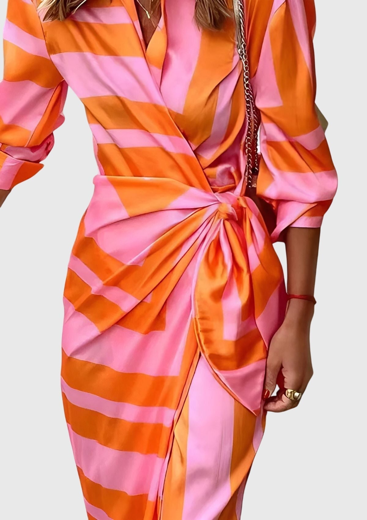Long-sleeve printed maxi dress for women
