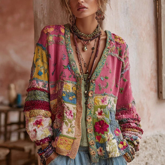 Cardigan Brodé Col V pour Femmes - Emilia Lane
