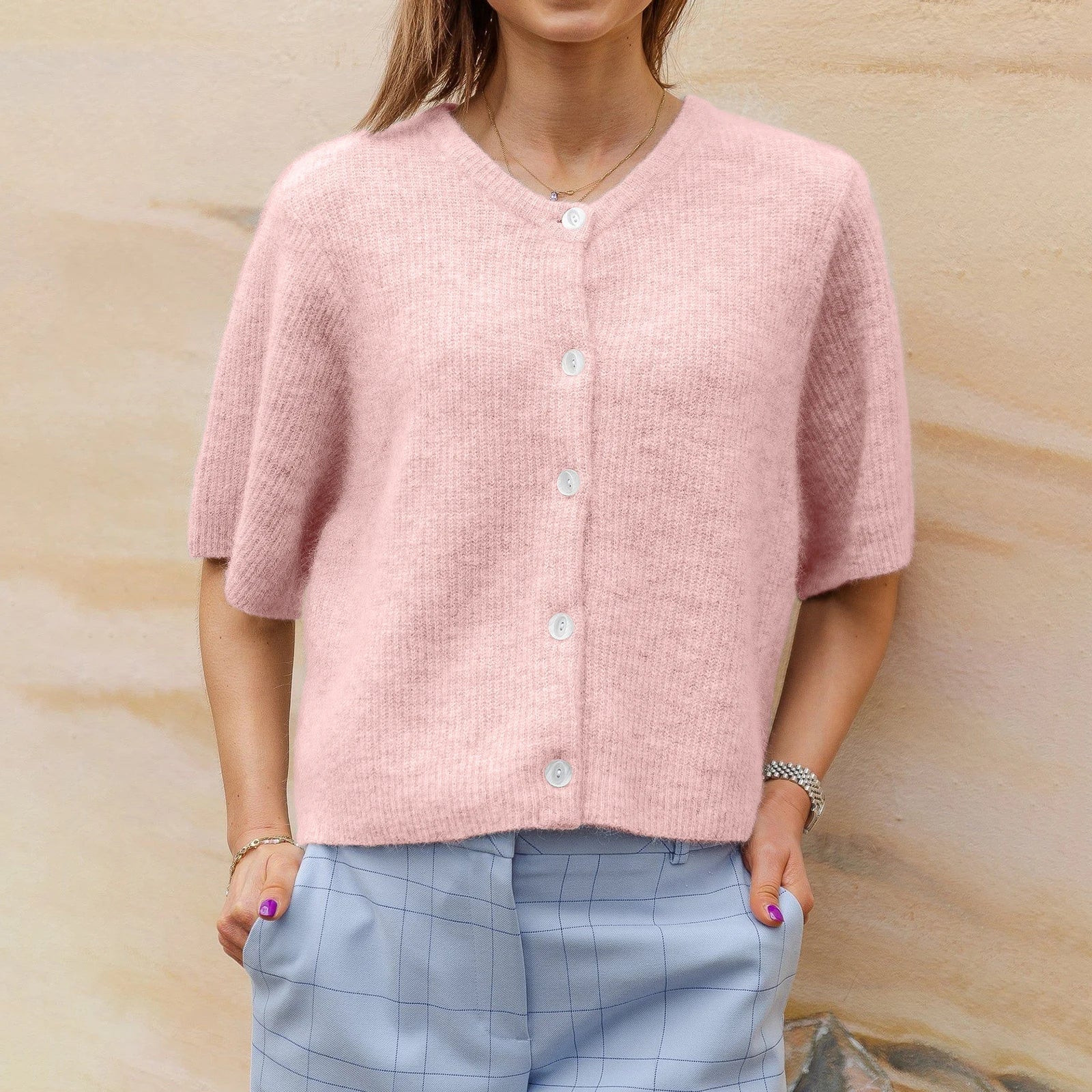 Cardigan court à manches courtes pour femmes - Emilia Lane