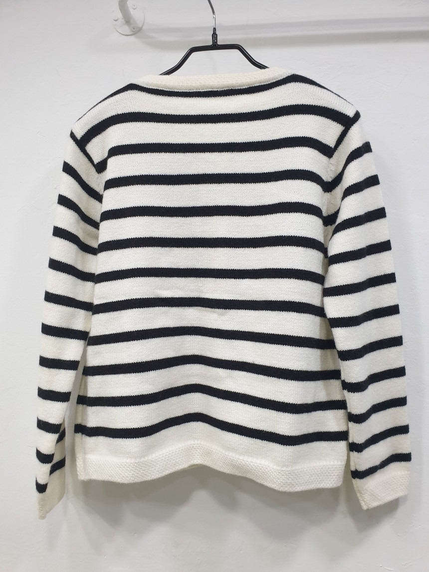 Cardigan Tricoté à Rayures Style Tweed pour Femme - Emilia Lane
