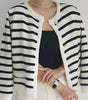 Cardigan Tricoté à Rayures Style Tweed pour Femme - Emilia Lane