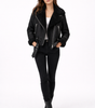 Women's Loose-Fit Suede Aviator Jacket with Belt
