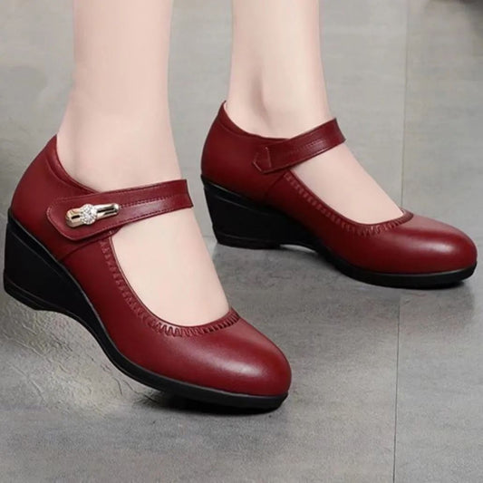 Soft leather high heel shoes for women