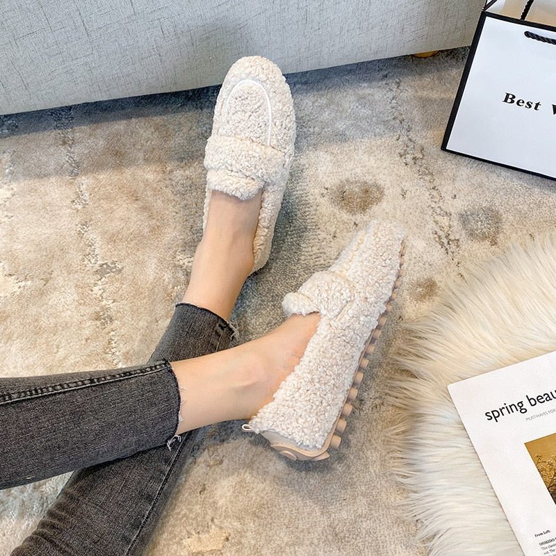 Chaussures Plates en Laine Peluche pour Femmes - Emilia Lane