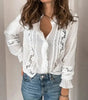 Chemise à Col Montant avec Détails en Dentelle pour Femme - Emilia Lane