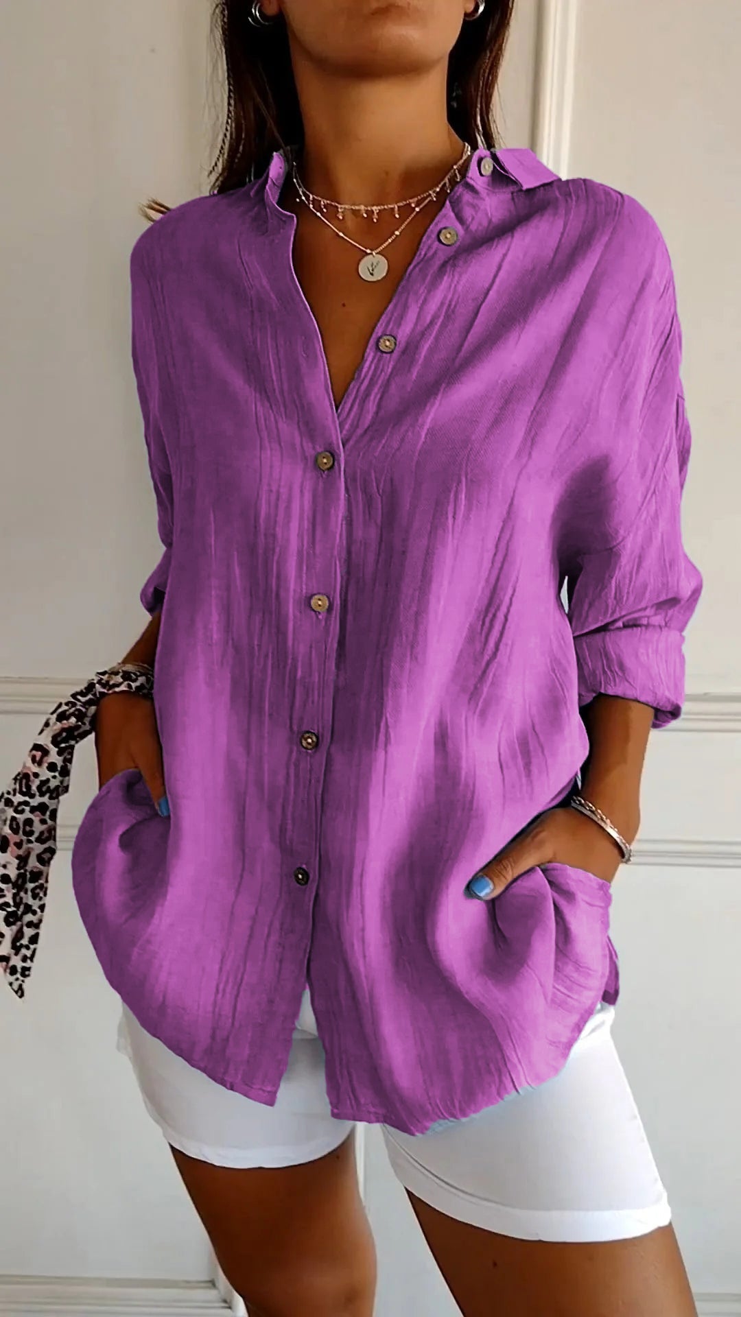 Chemise à Manches Longues Plissée et Structurée pour Femme | Idéale pour l'Automne - Emilia Lane