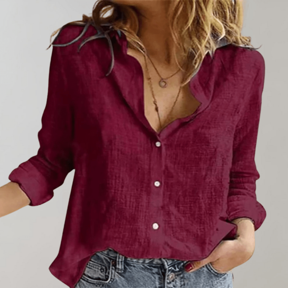 Chemise en Lin Décontractée à Manches Longues pour Femmes - Emilia Lane