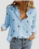 Chemise en Lin Décontractée à Manches Longues pour Femmes - Emilia Lane