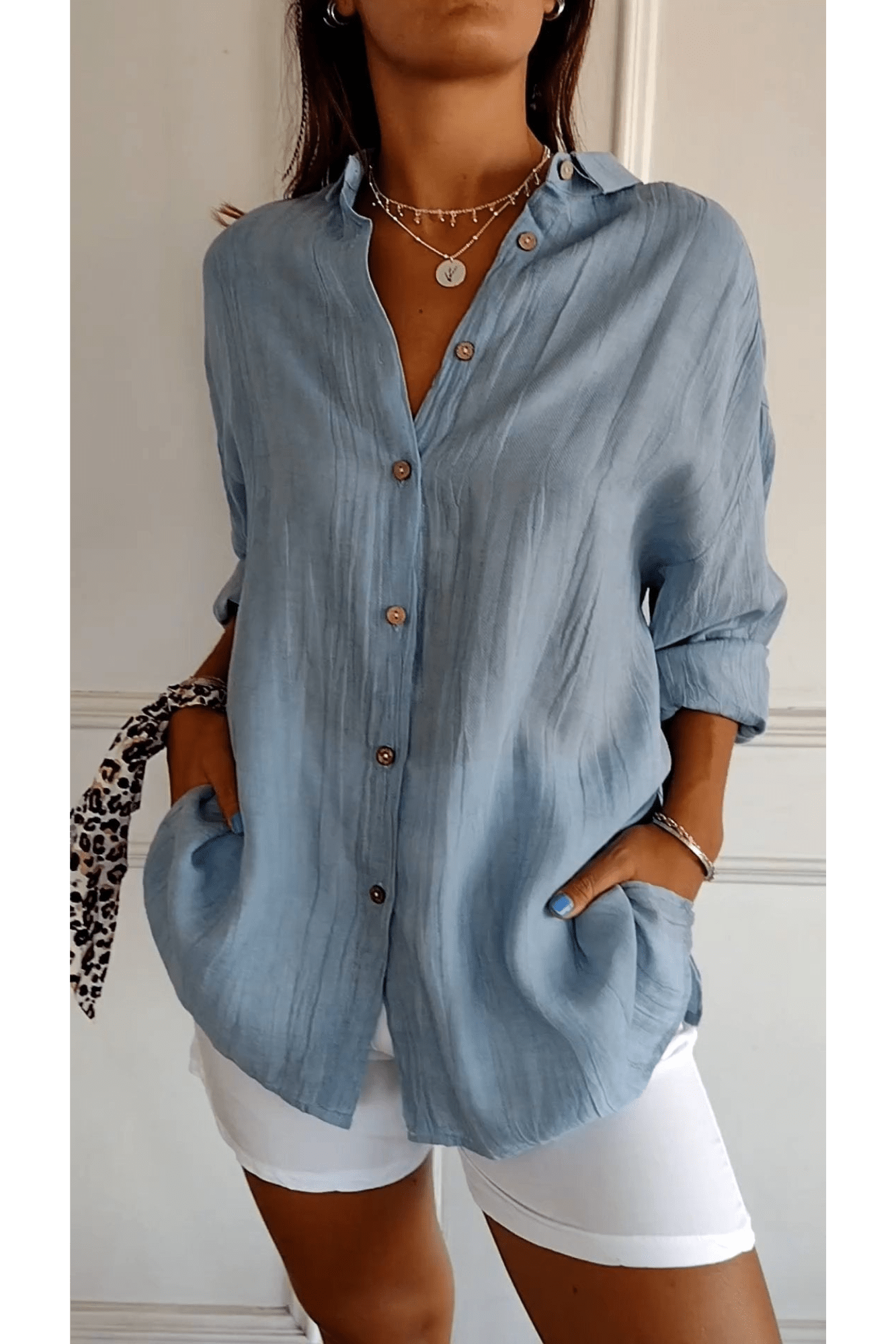 Chemise Longue à Col Revers pour Femme - Emilia Lane