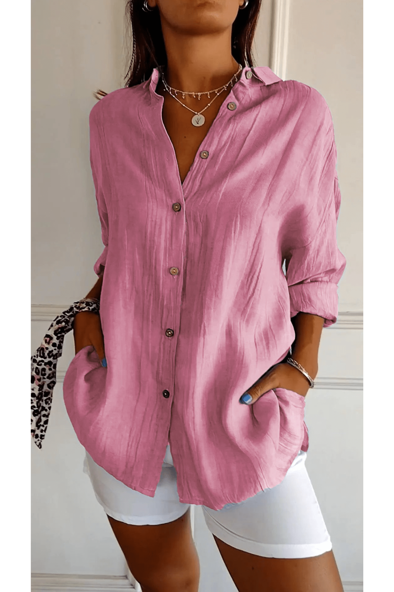 Chemise Longue à Col Revers pour Femme - Emilia Lane