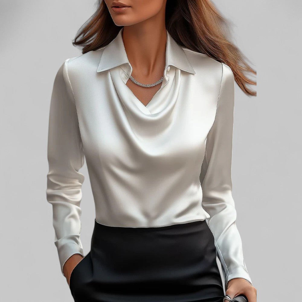 Chemisier col drapé en satin pour femmes - Emilia Lane