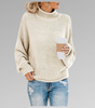 Oversized Knit Sweater with High Neck for Women