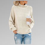 Oversized Knit Sweater with High Neck for Women