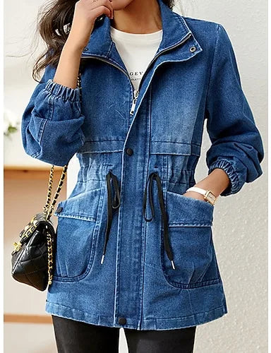 Denim Jacket with Waist Emphasis for Women