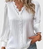 V-Neck Pullover Blouse with Lace for Women