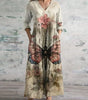 Retro print long dress for women