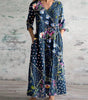 Retro print long dress for women