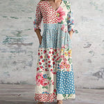 Retro print long dress for women