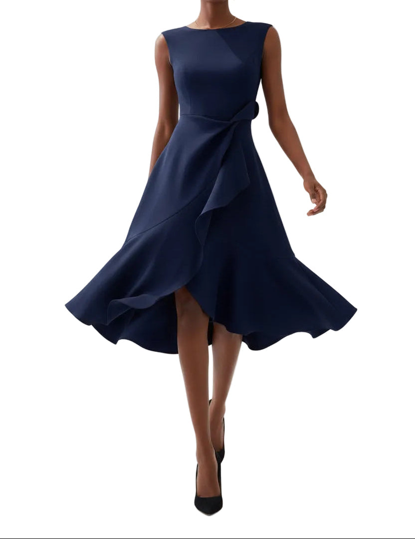 Sleeveless Midi Dress with Draped Detail for Women | Perfect for Going Out