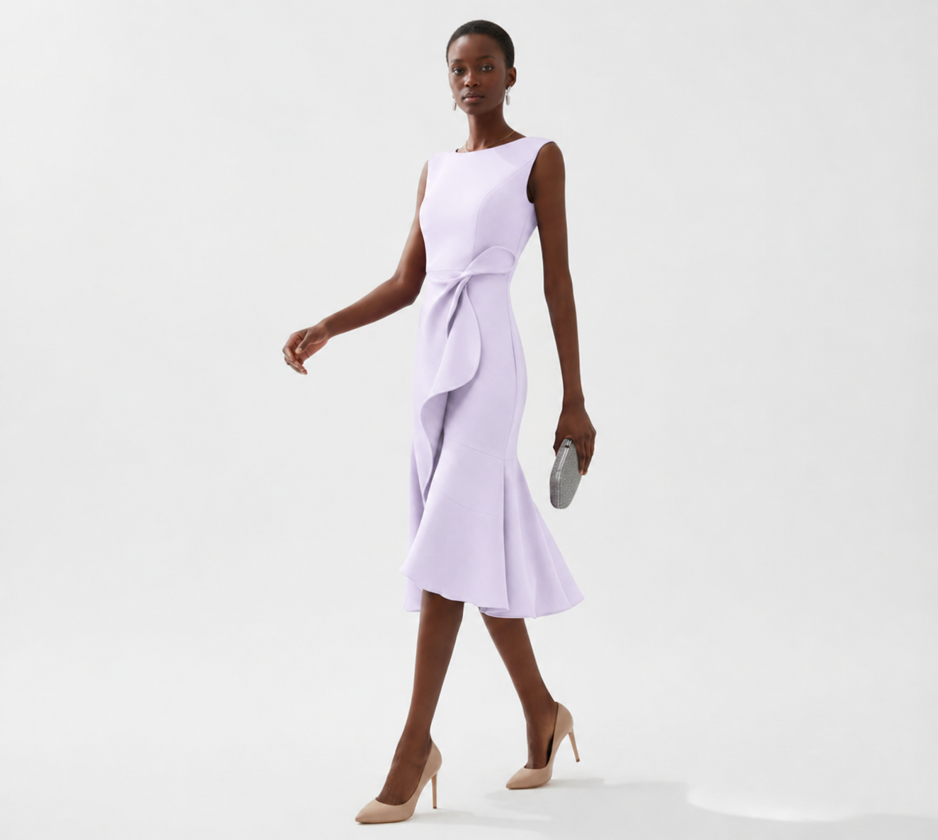 Sleeveless Midi Dress with Draped Detail for Women | Perfect for Going Out