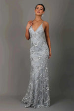 Sequin Long Dress with Straps and V-Neck for Women | Perfect for Going Out