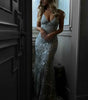 Sequin Long Dress with Straps and V-Neck for Women | Perfect for Going Out